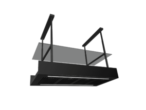 Czarny okap wyspowy Ciarko Design minimalistyczny.