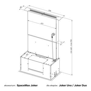Rysunek techniczny okapu kuchennego Space Max Joker